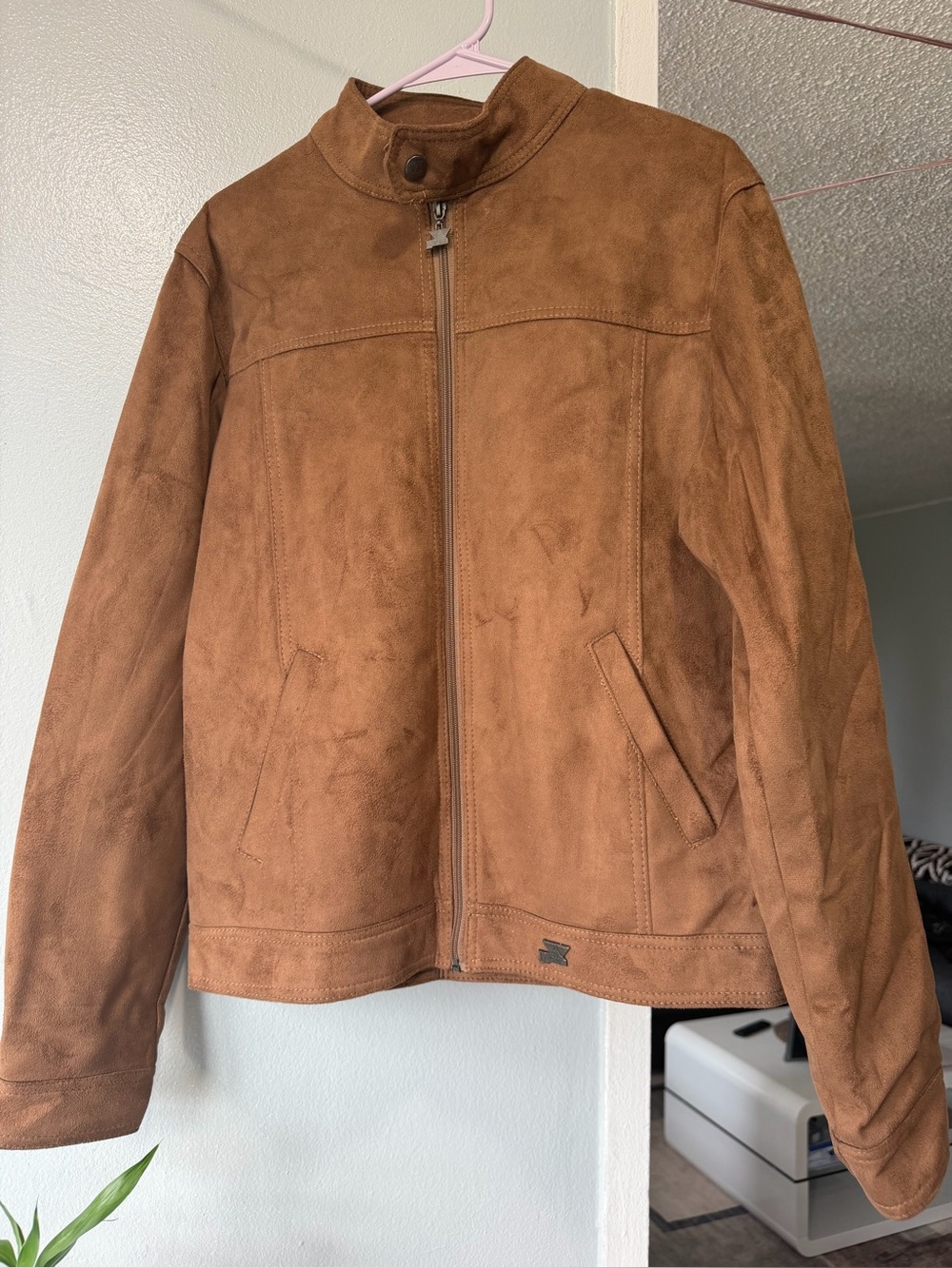 Men's Suede Bomber Jacket in Brown